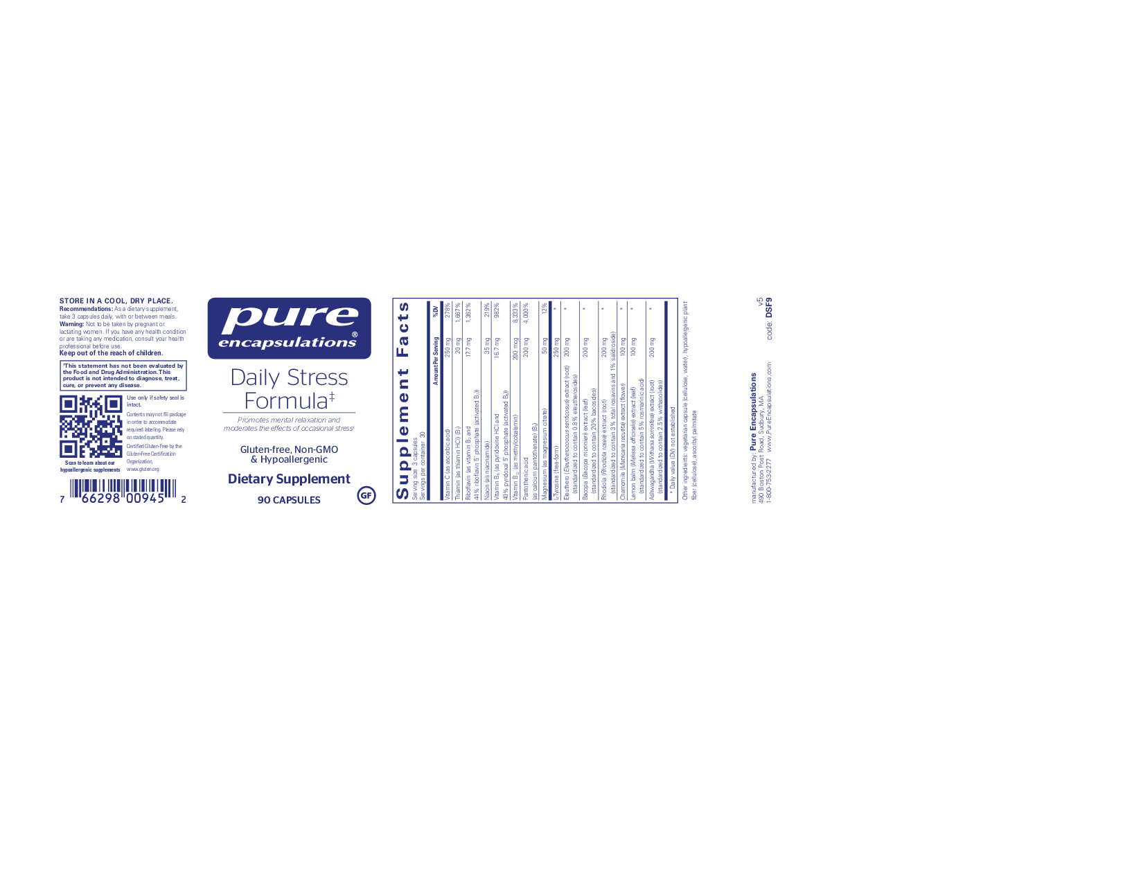 Pure Encapsulations Daily Stress Formula