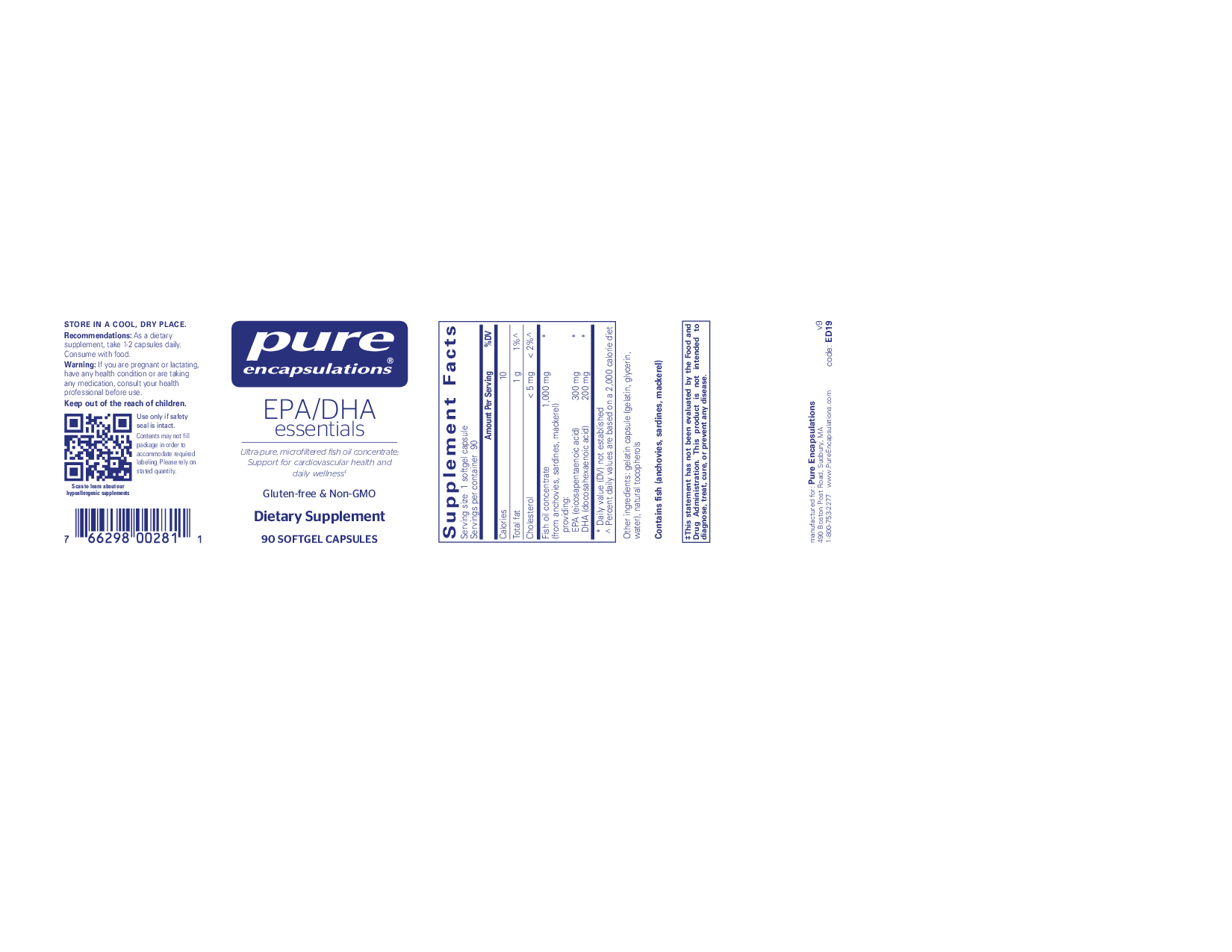 Pure Encapsulations EPA/DHA Essentials 1000 mg