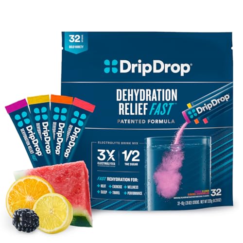 DripDrop Hydration Watermelon, Berry, Orange, Lemon 32 Count
