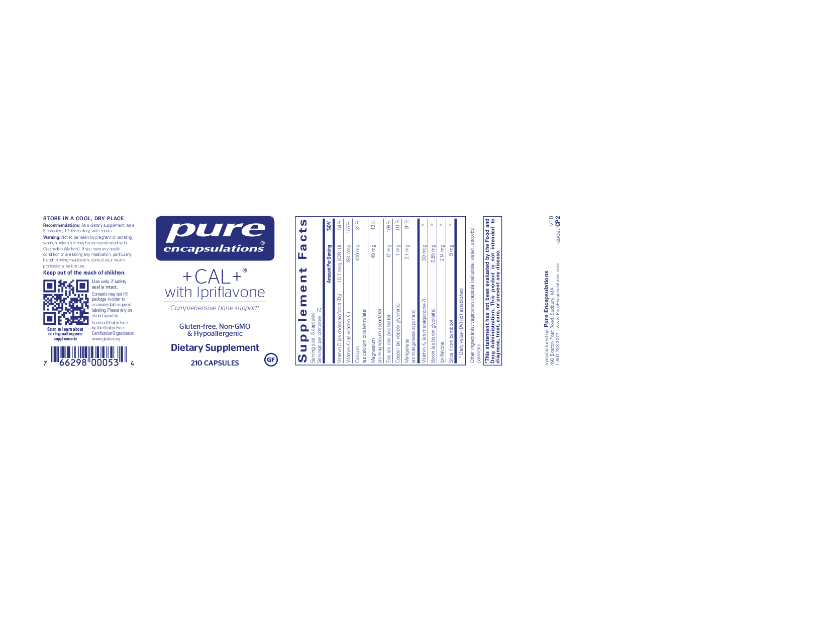 Pure Encapsulations CAL + with Ipriflavone