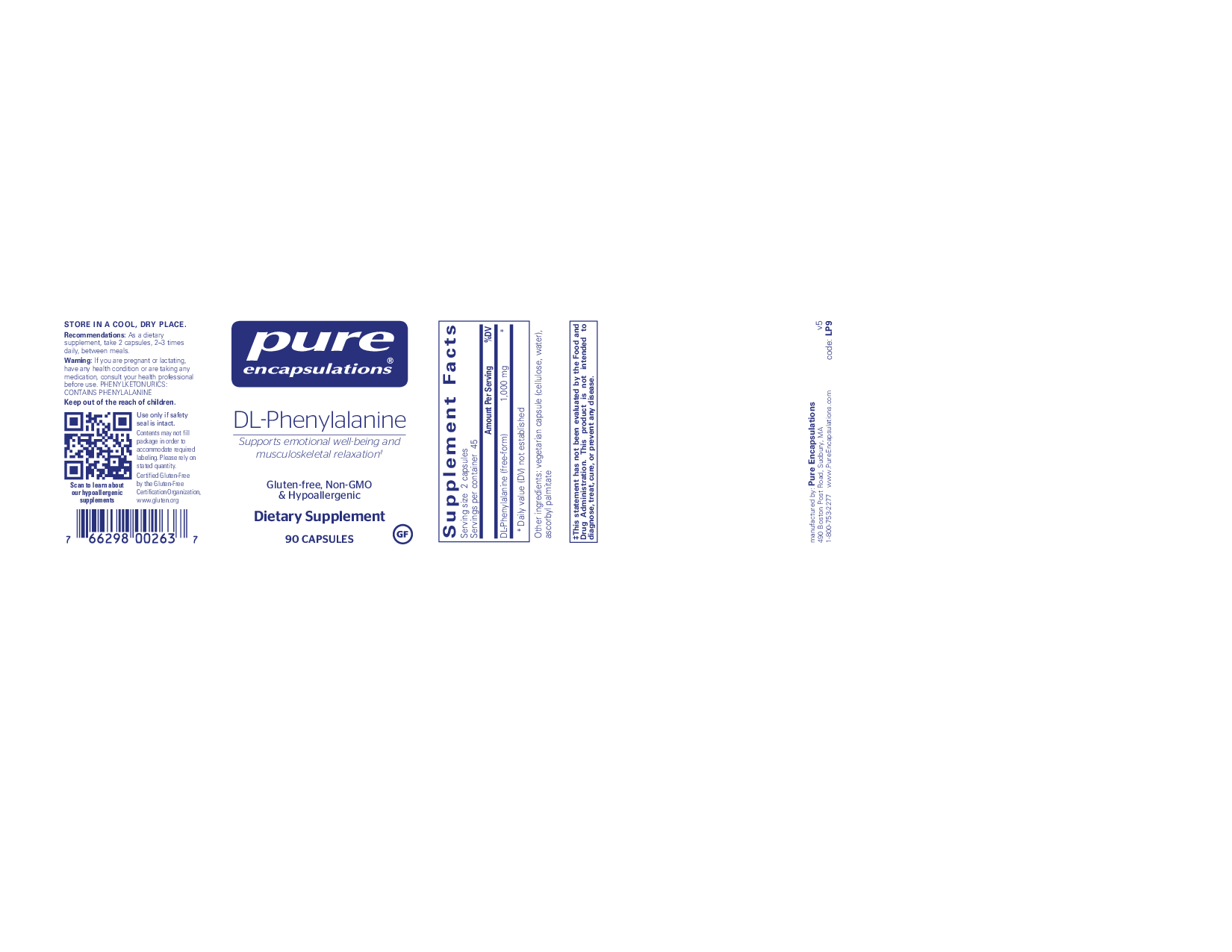 Pure Encapsulations DL-Phenylalanine 500 mg