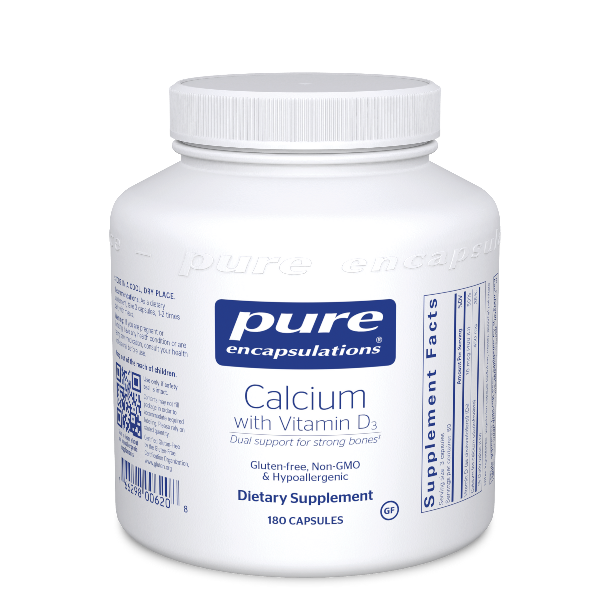 Pure Encapsulations Calcium with Vitamin D3 180 vegcaps