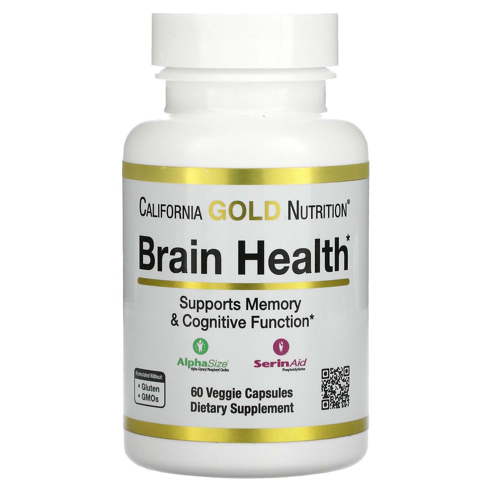 California Gold Nutrition Brain Health Cognitive Memory 60 Veggie Caps NEW
