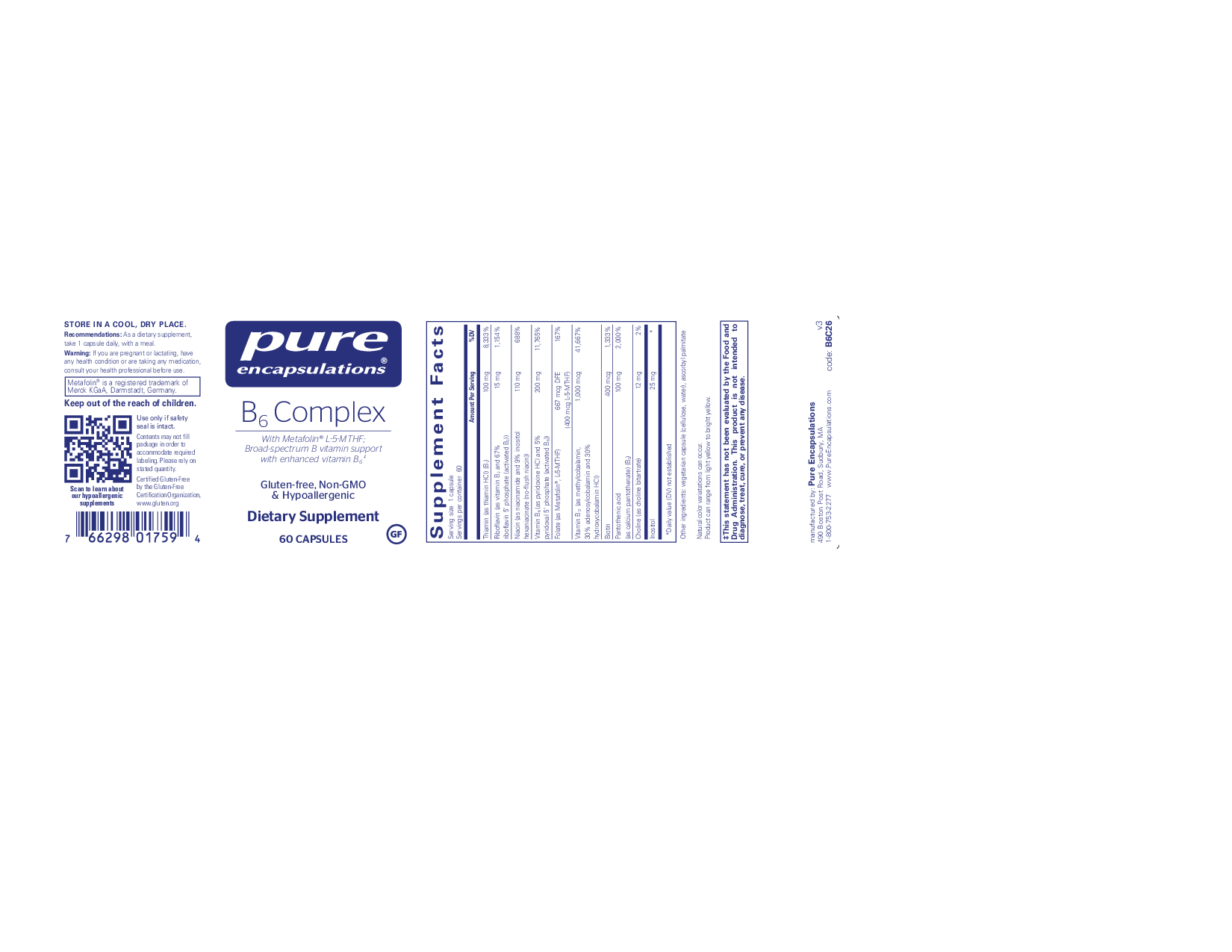 Pure Encapsulations B6 Complex