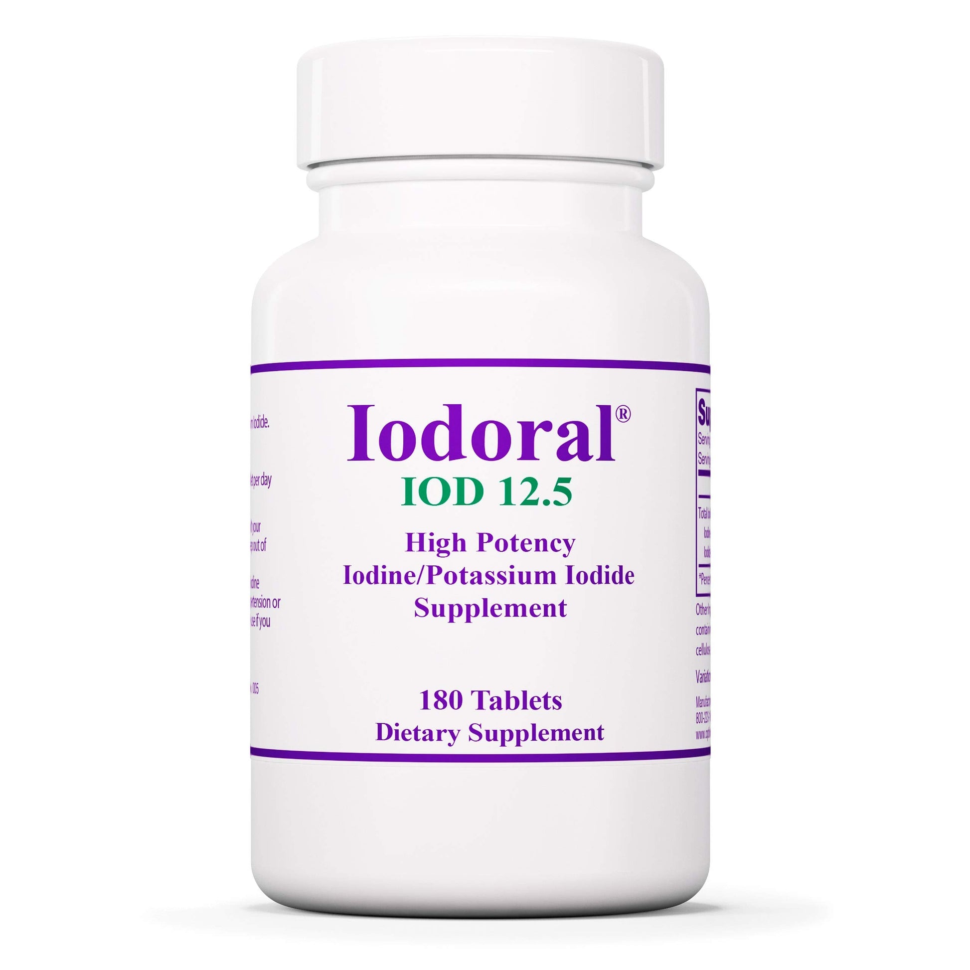 Optimox Iodoral 12.5 mg High Potency Iodine Nutritional Supplement 180 Tablets