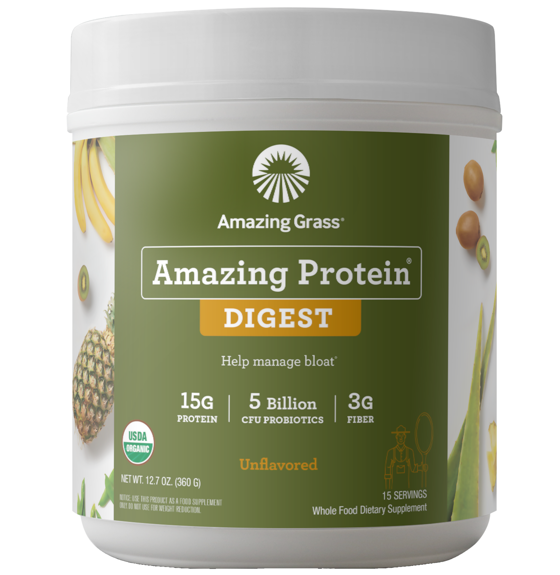Amazing Grass Amazing Protein Digest Unflav 15 serv