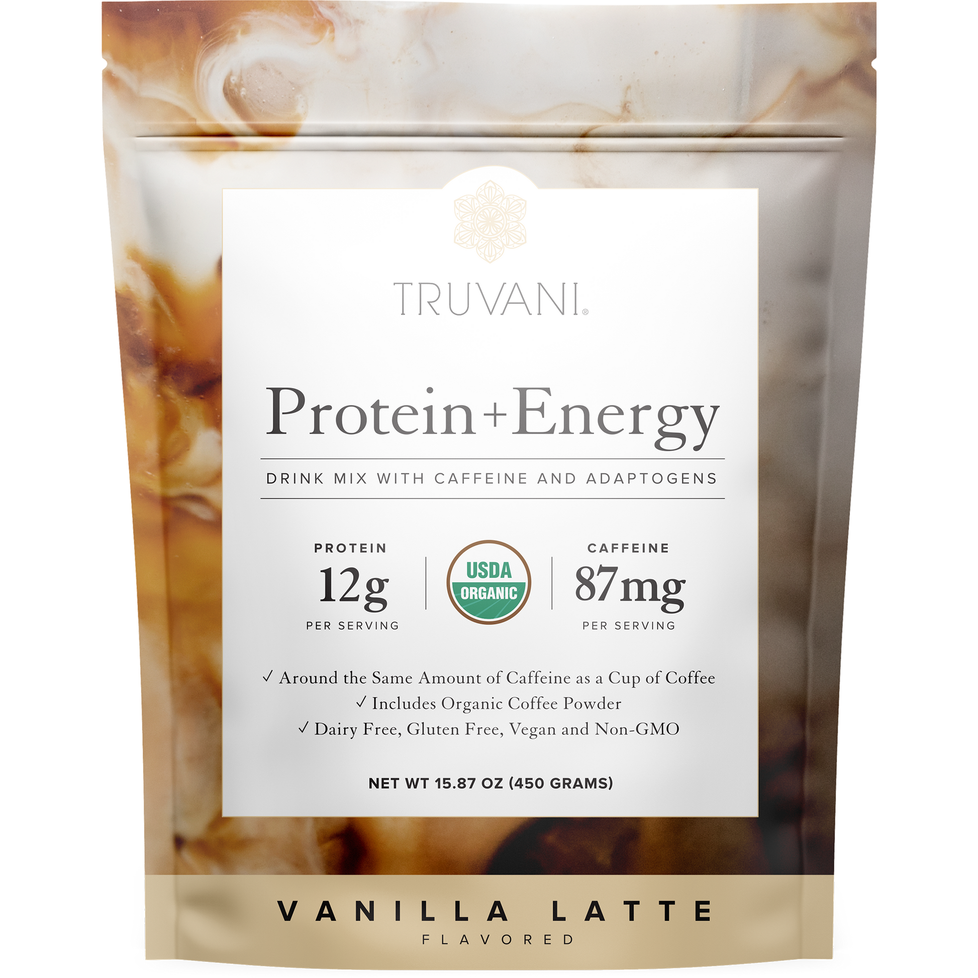 Truvani Protein + Energy Drink Mix Vanilla Latte 20 Servings