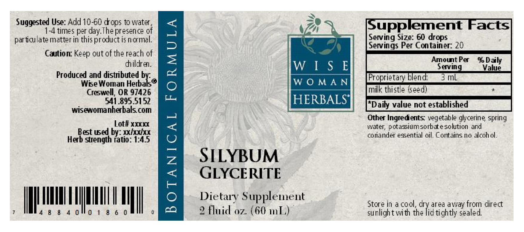 Wise Woman Herbals Silybum Glycerite/milk thistle