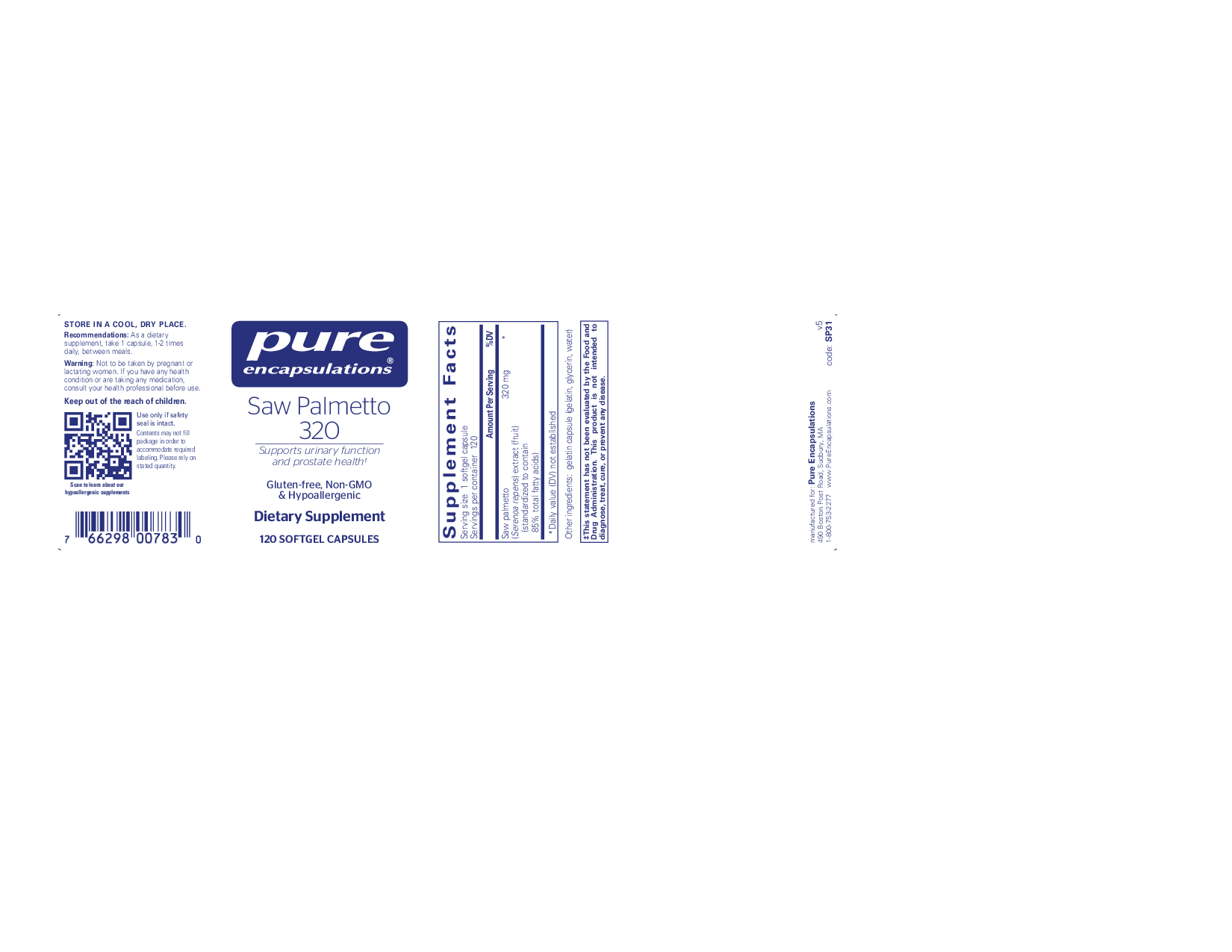 Pure Encapsulations Saw Palmetto 320