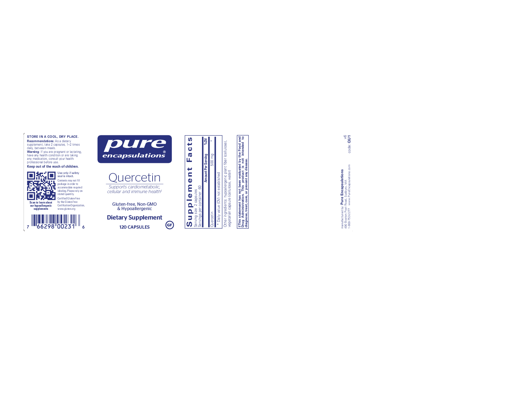Pure Encapsulations Quercetin 250 mg